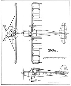 Clipped wing Taylorcraft 3-View