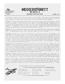 Aeroflyte Messerschmitt Bf 109 (Instruction sheet)
